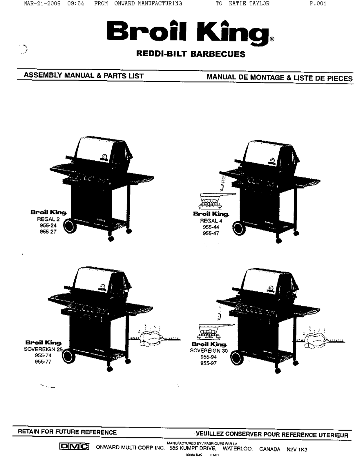 Broil King 955-27 Owner's Manual