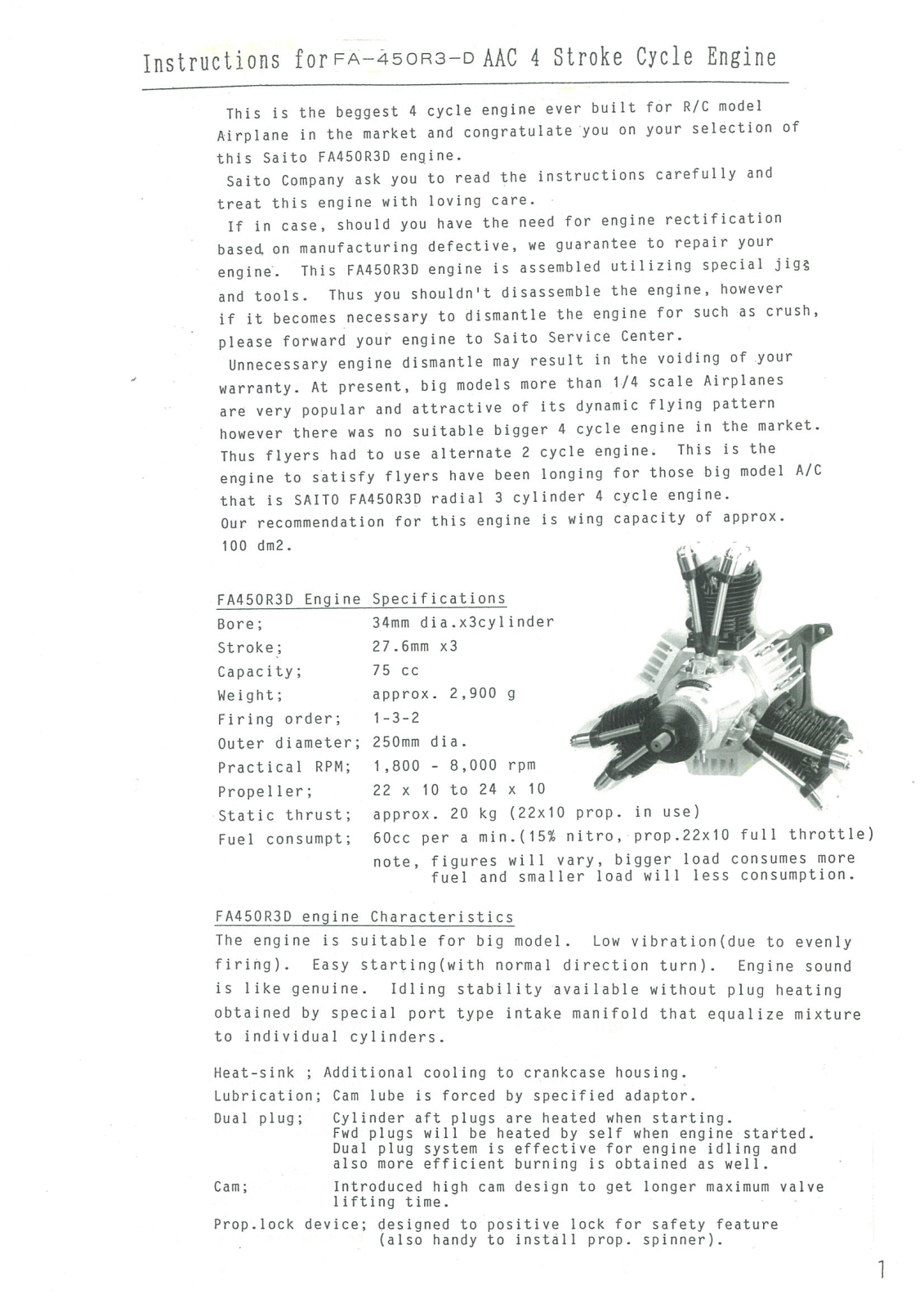 Saito FA-450R3-D User Manual