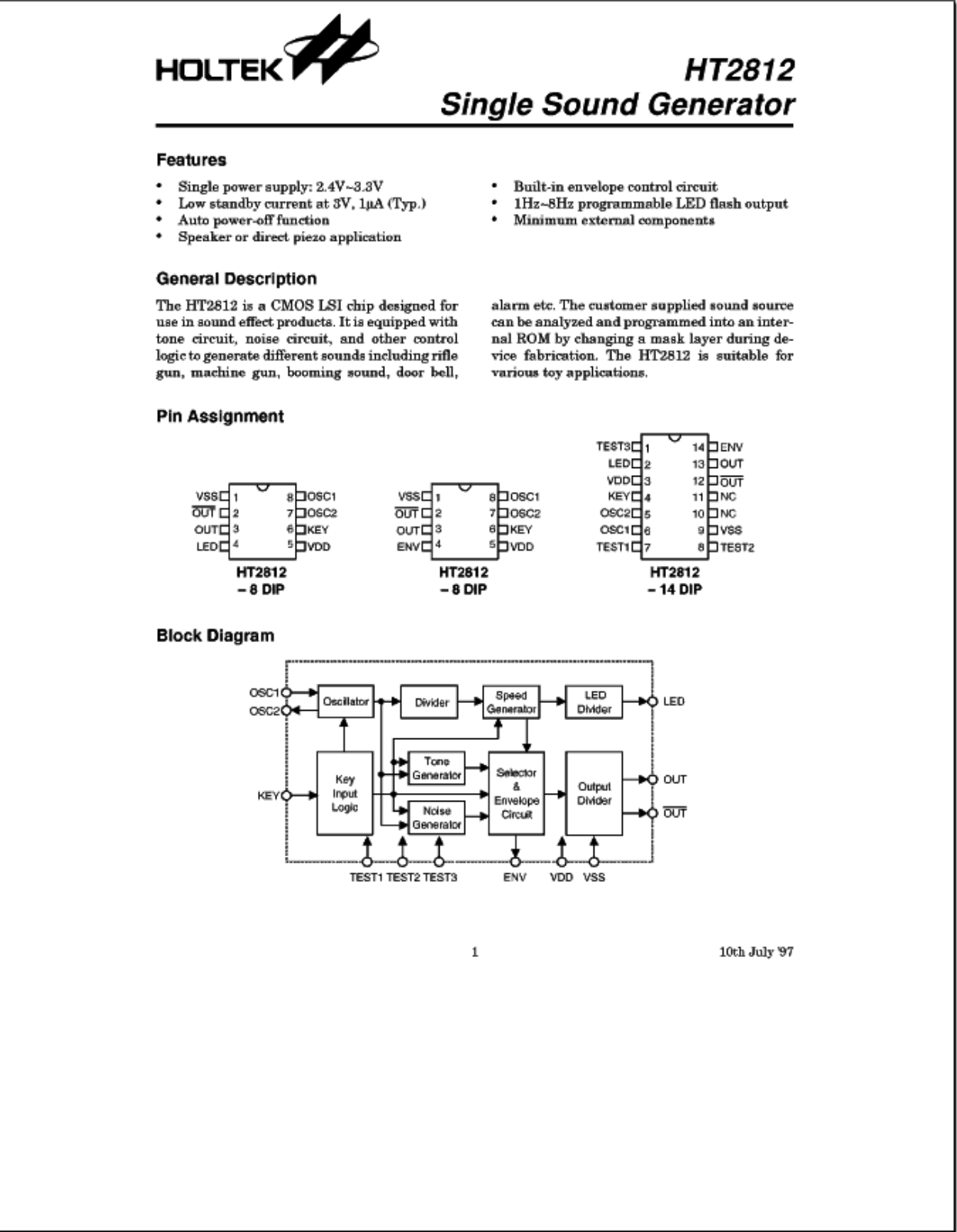 HOLTEK HT2812 User Manual