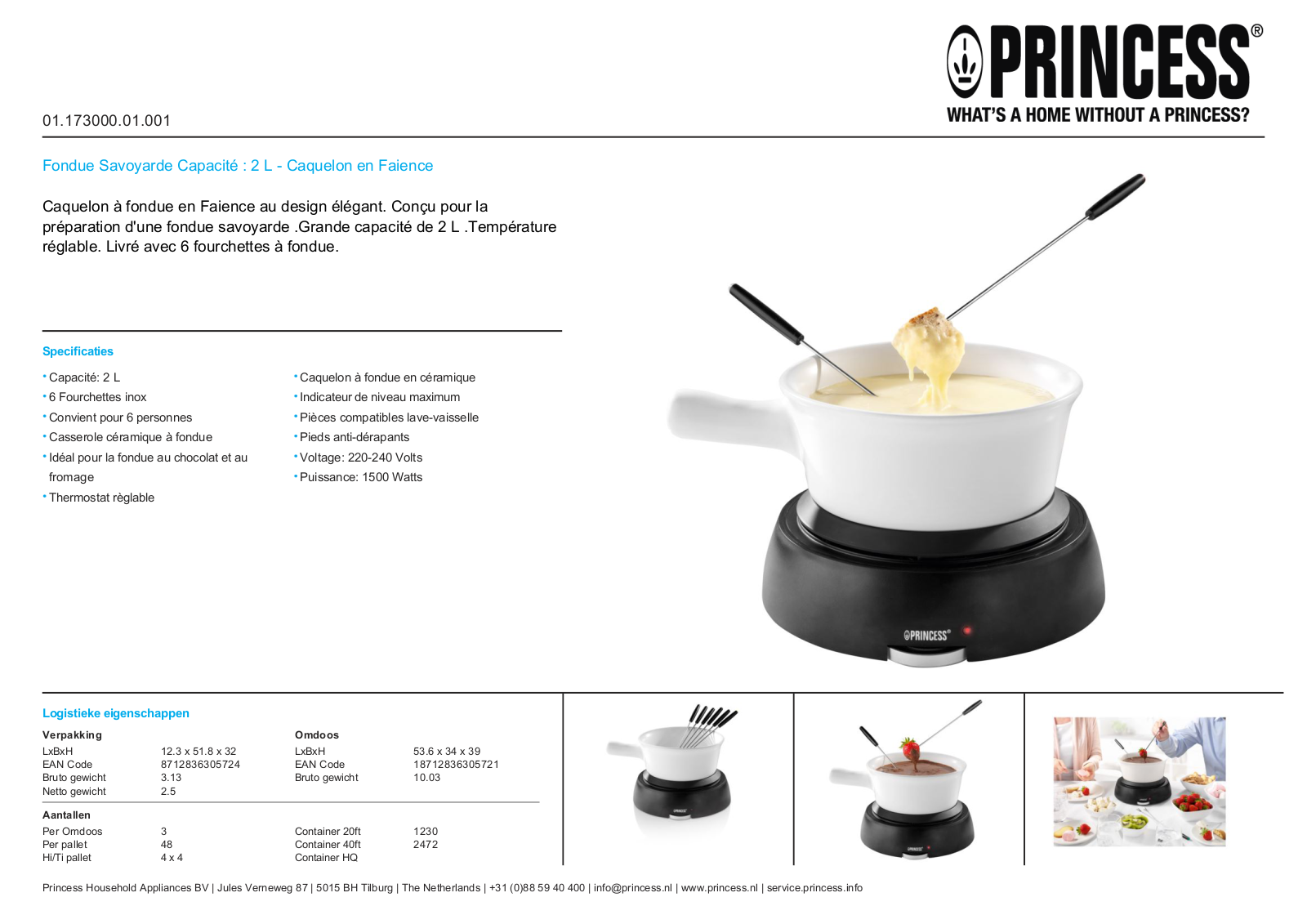 Princess 173000 Product sheet