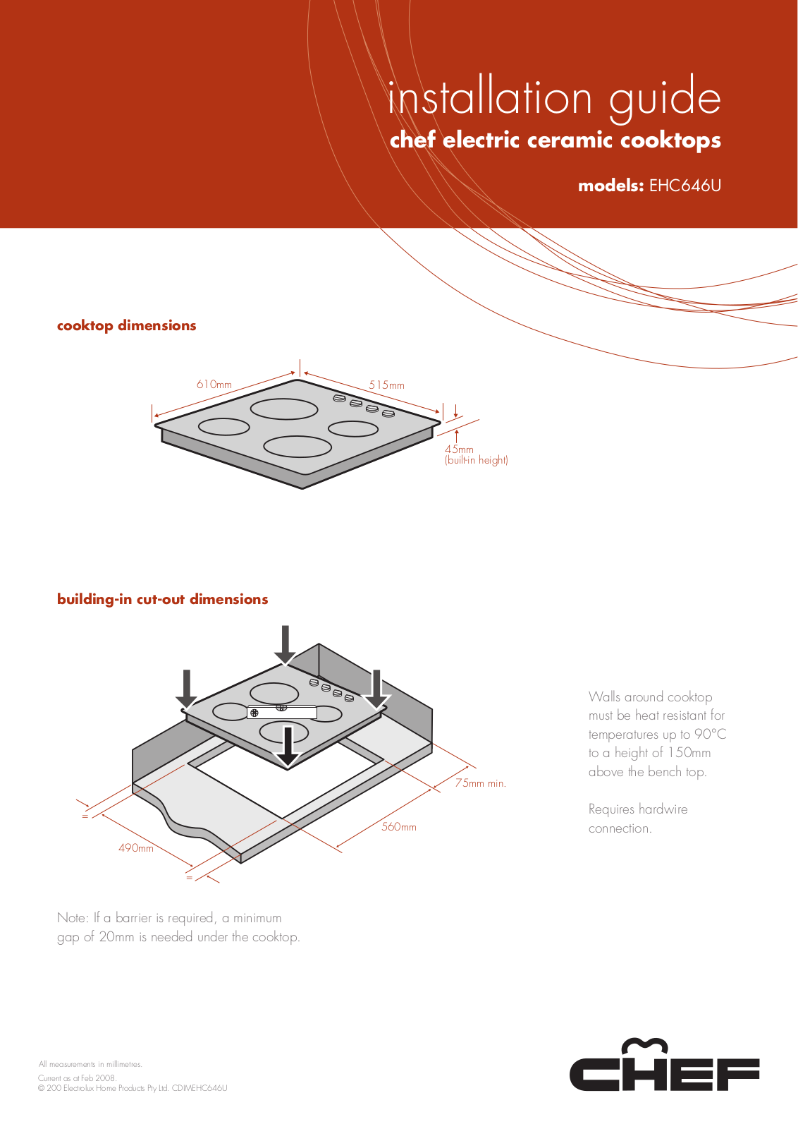 Chef EHC646U Installation Guide