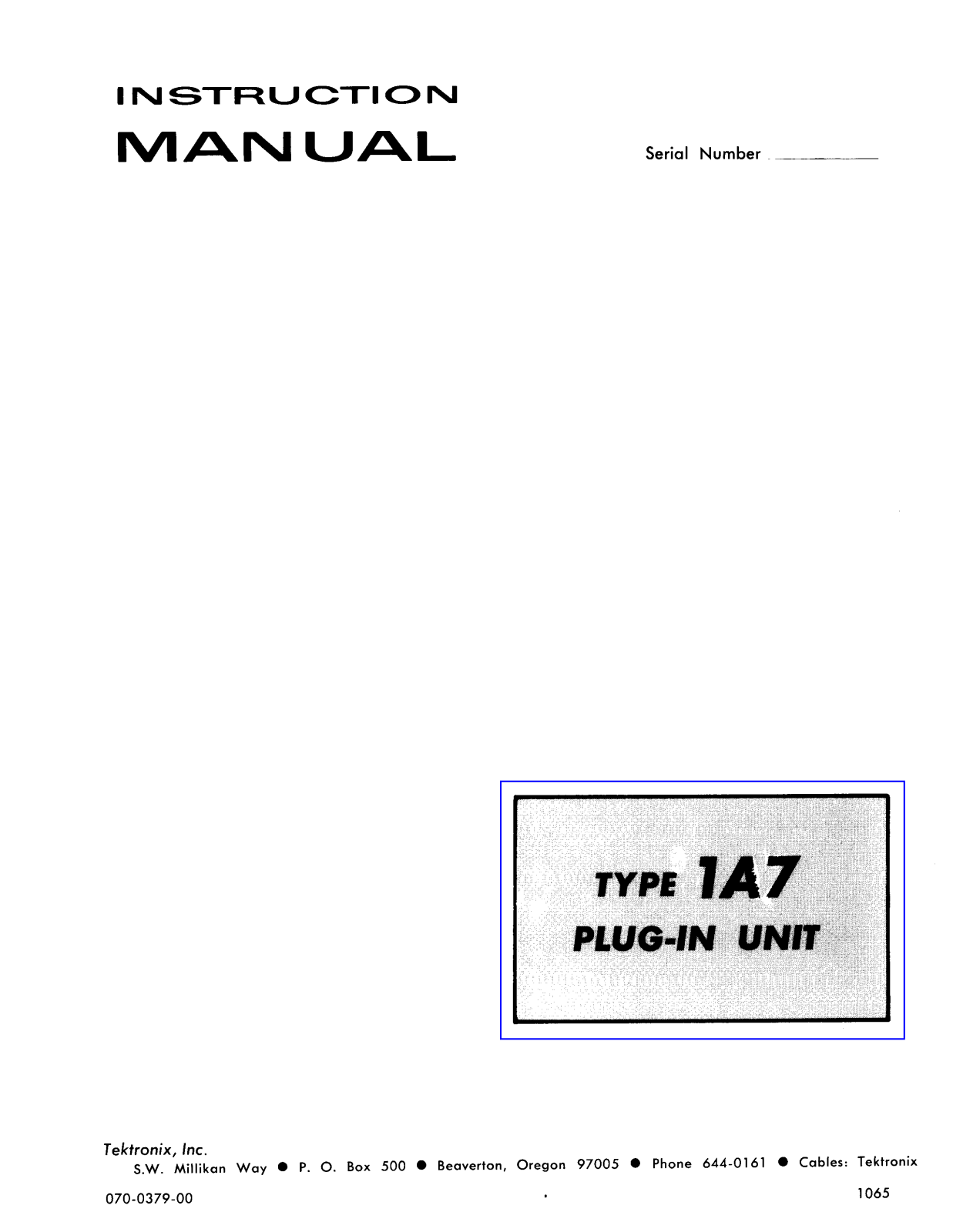 Tektronix 1A7 Instruction Manual