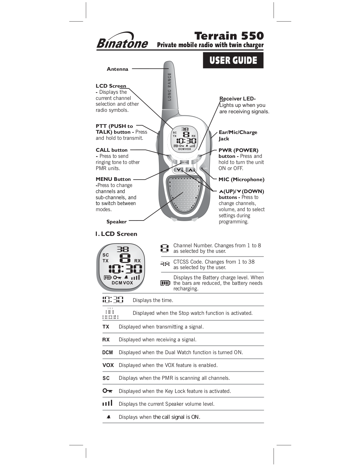 Binatone Terrain 550 User Manual