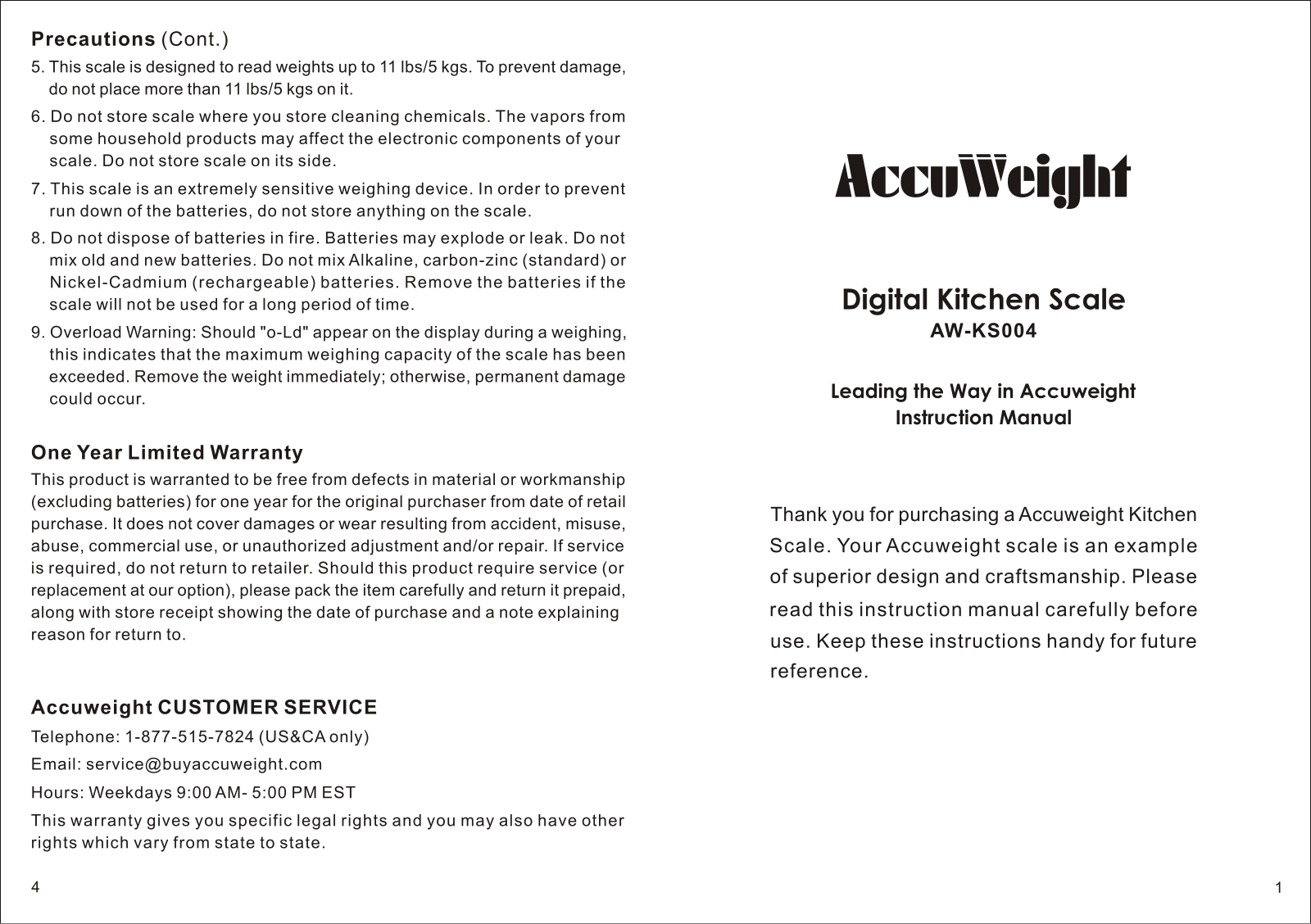 Accuweight AW-KS004 User Manual