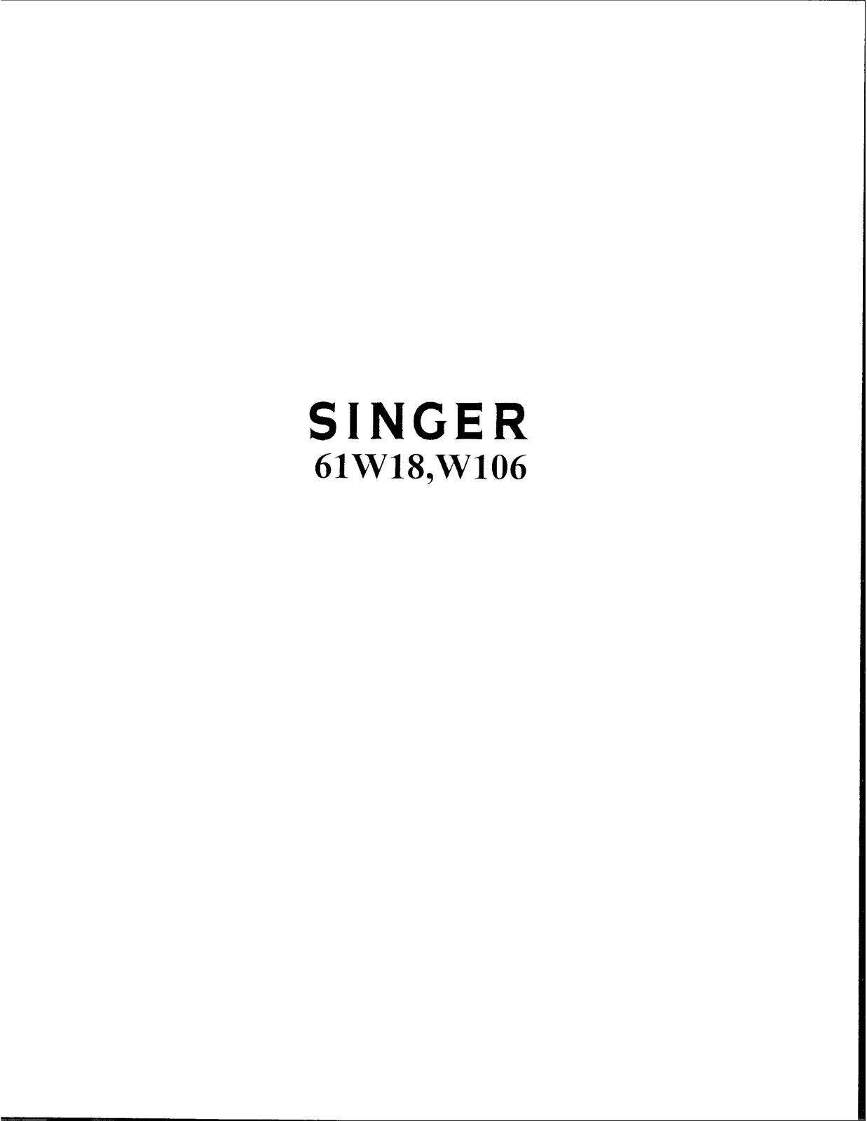 SINGER 61W18, 61W106 Parts List