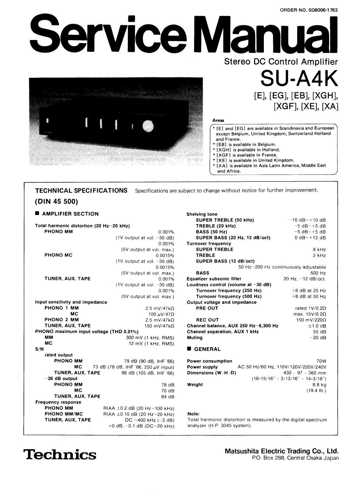 Technics SU-A-4-K Service Manual