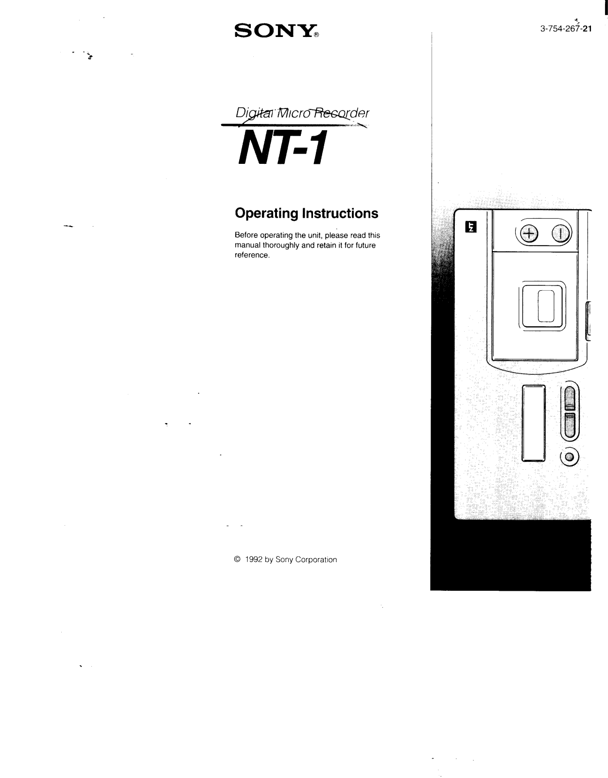 Sony NT1 Operating manual