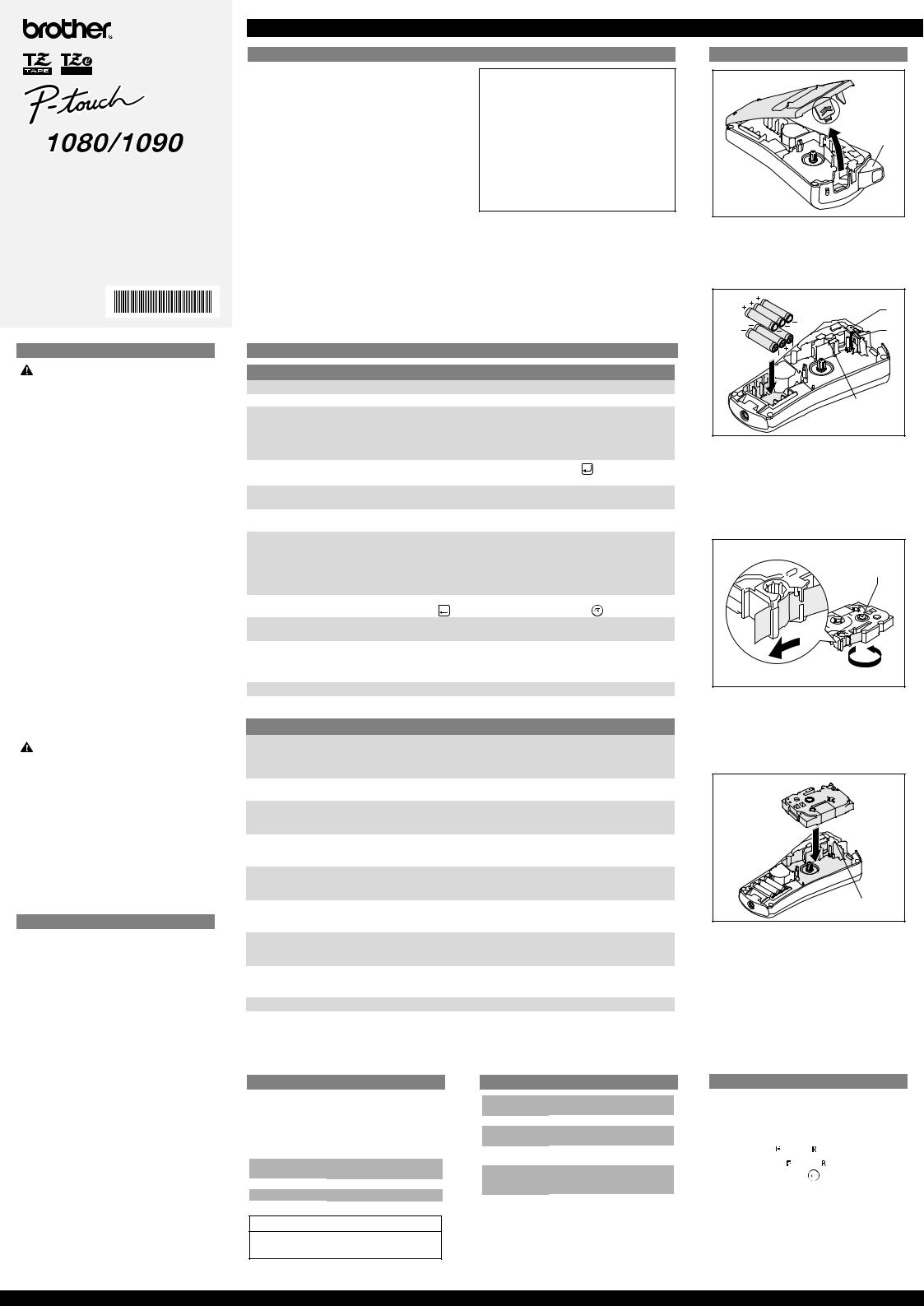 Brother PT-1090, PT-1080 User's Guide