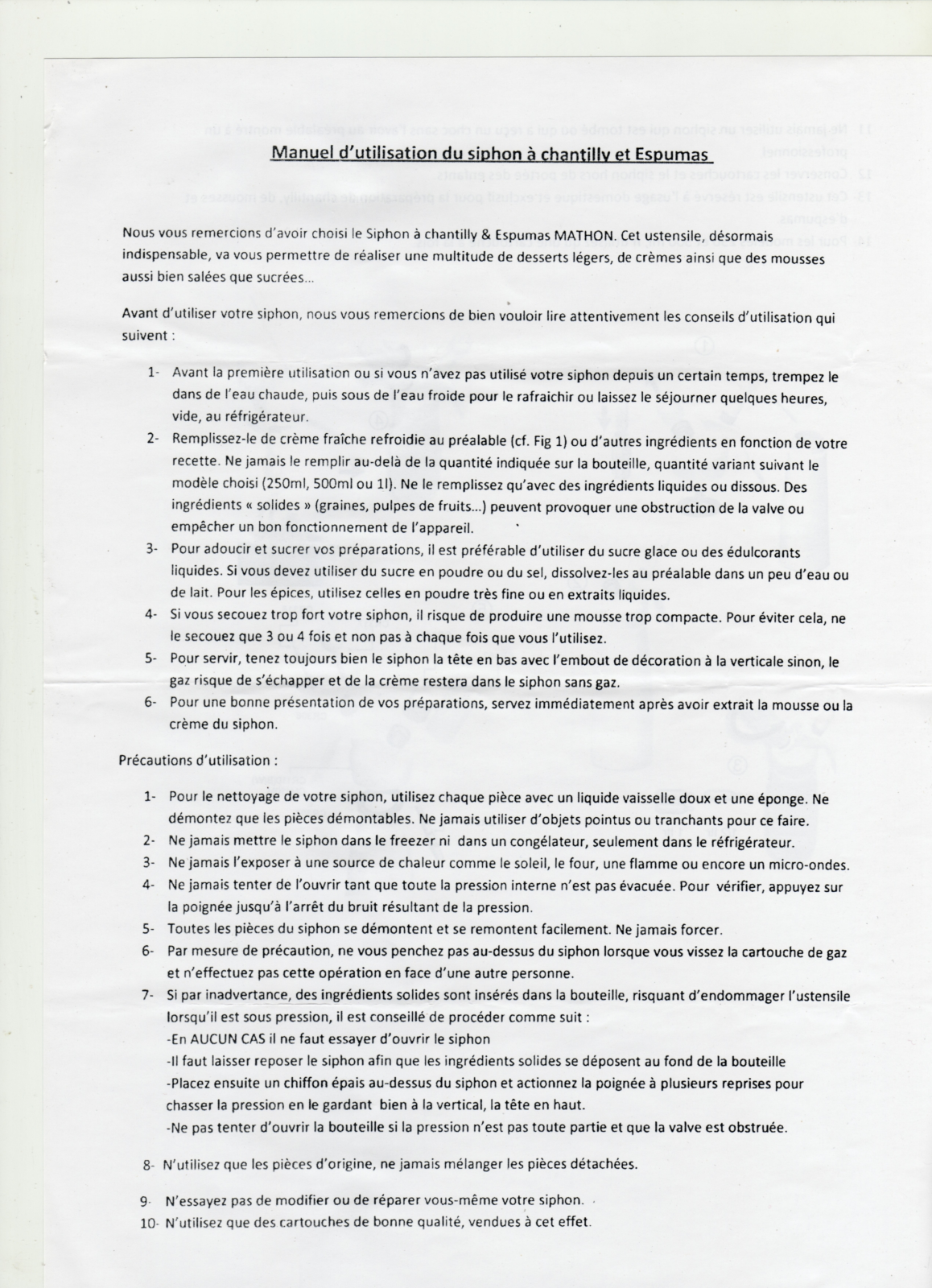 MATHON SIPHON 500ML User Manual - ManualMachine.com