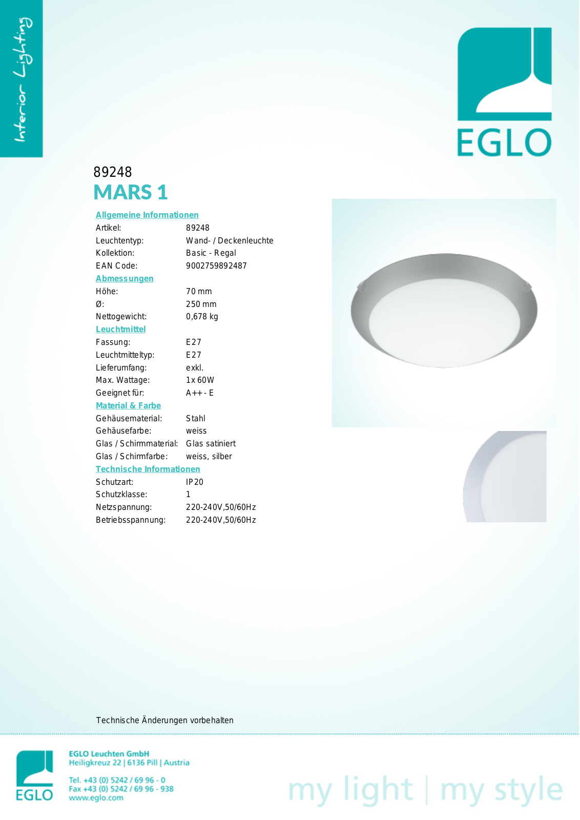 Eglo 89248 Service Manual