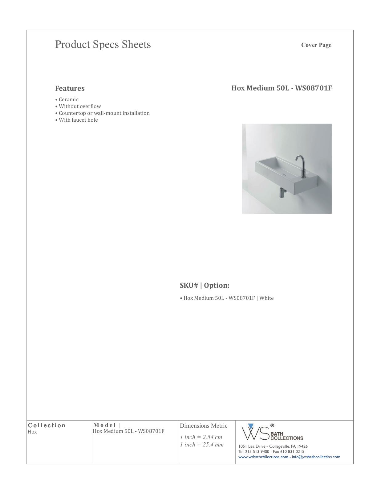 WS Bath Collections WSO2921 Specifications - ManualMachine.com