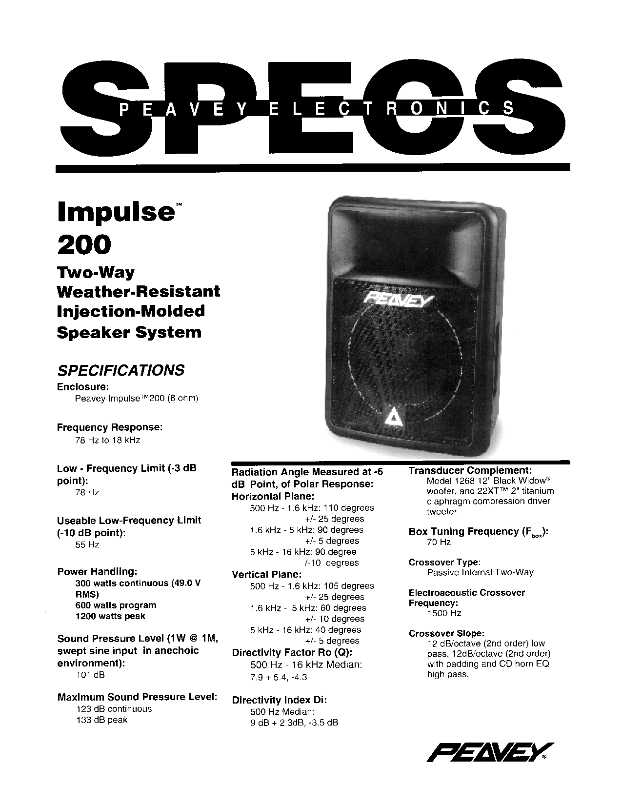 Peavey Impulse 200 User Manual