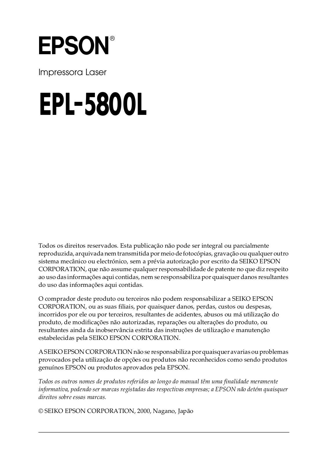 Epson EPL-5800L User Manual