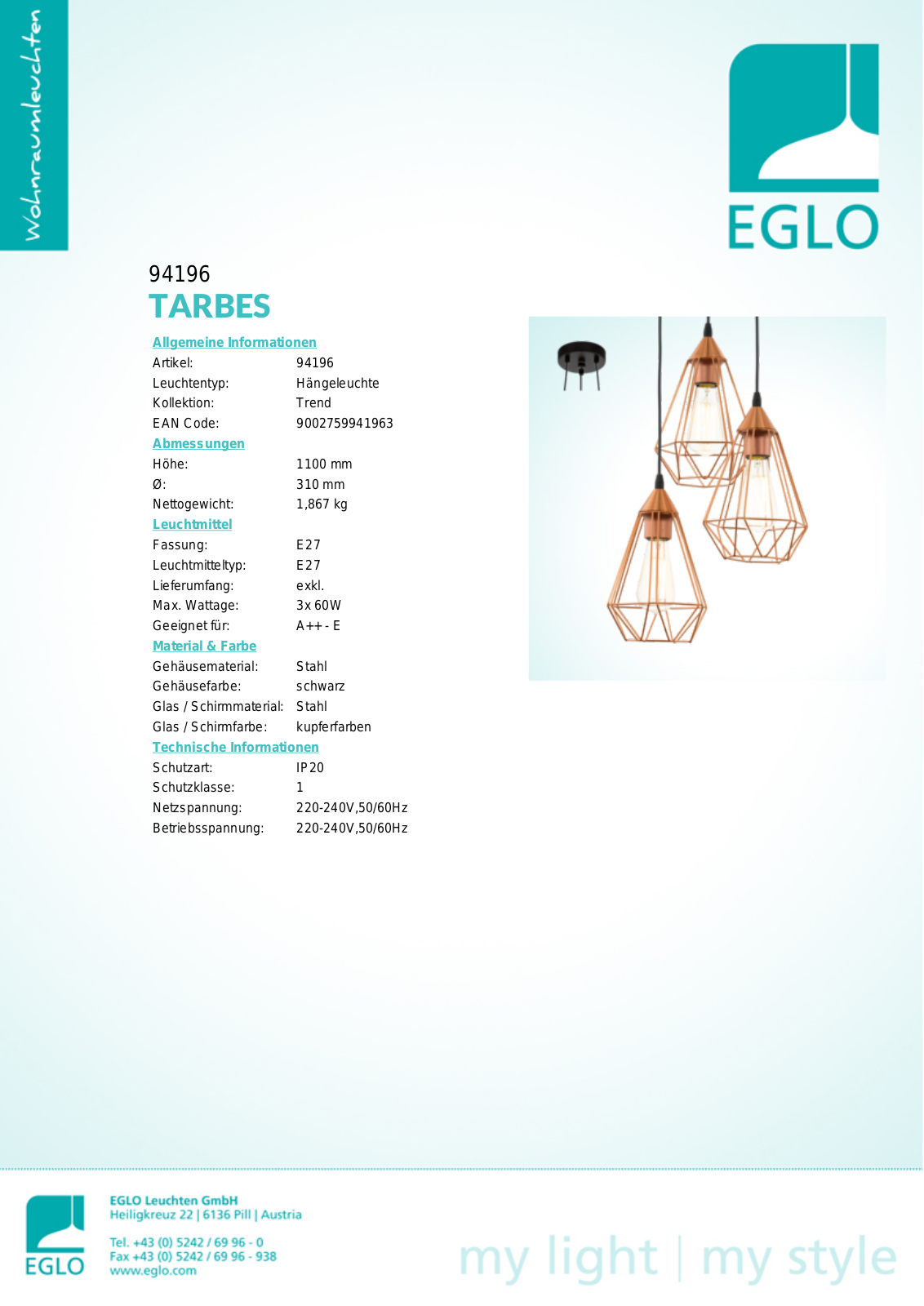 Eglo 94196 Service Manual