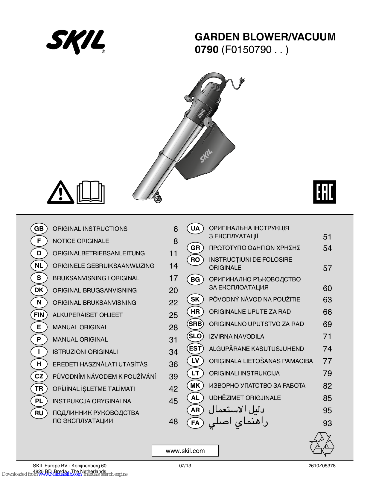 Skil 790, F0150790 Series Original Instructions Manual