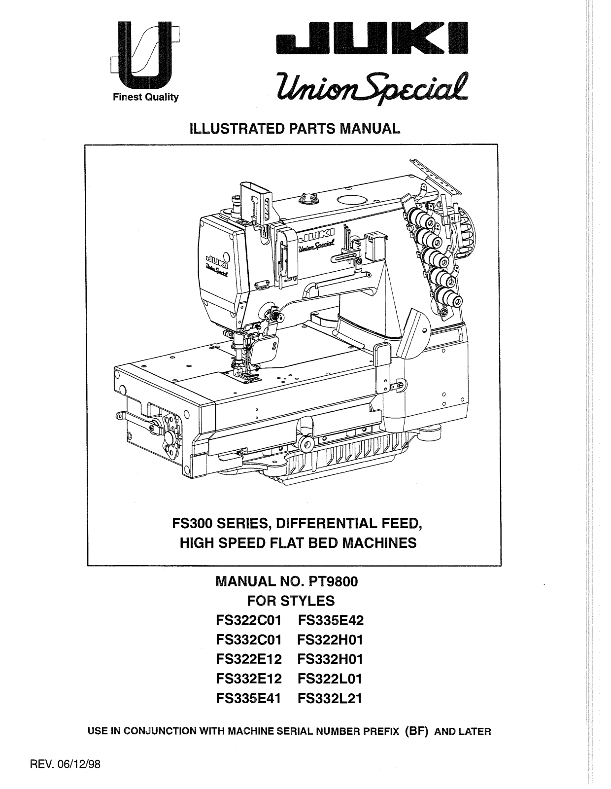 Juki FS322C12, FS332C12, FS335E42 Parts List