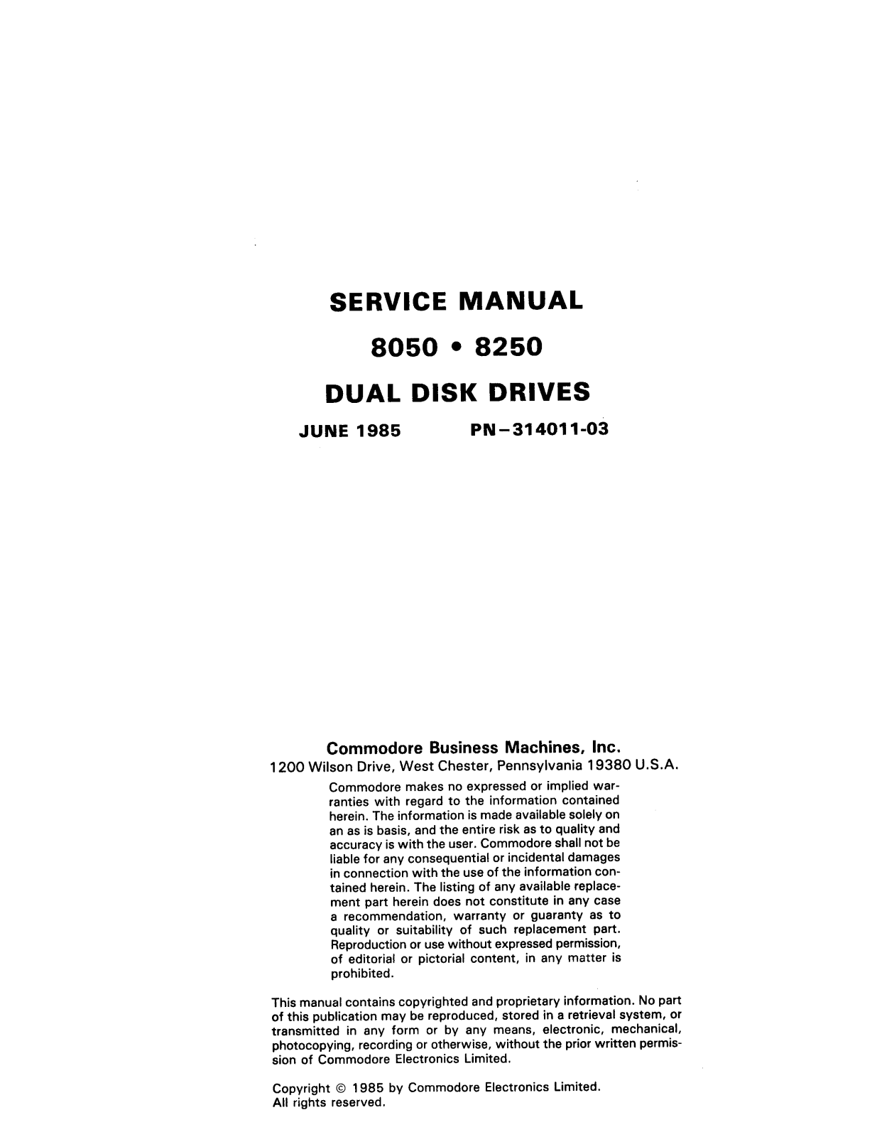 Commodore 8050, 8250 Service Manual