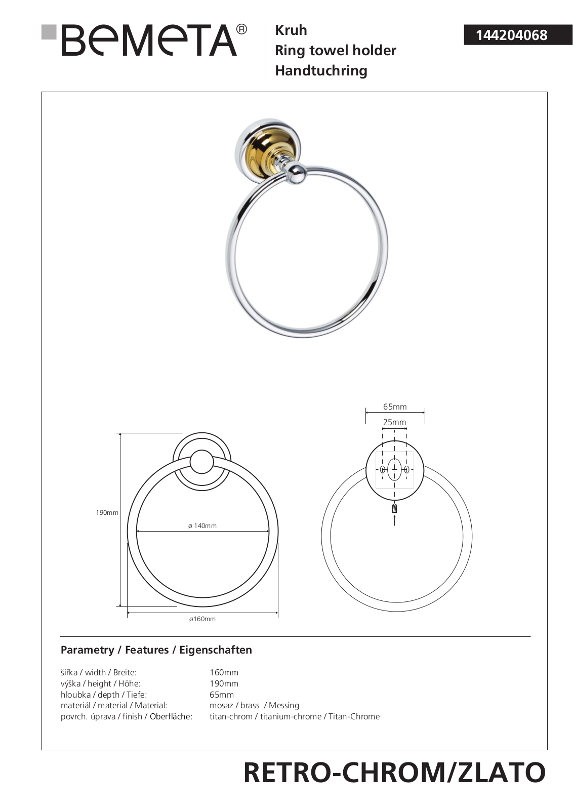 Bemeta RETRO - BRONZ 144204068 User guide - ManualMachine.com