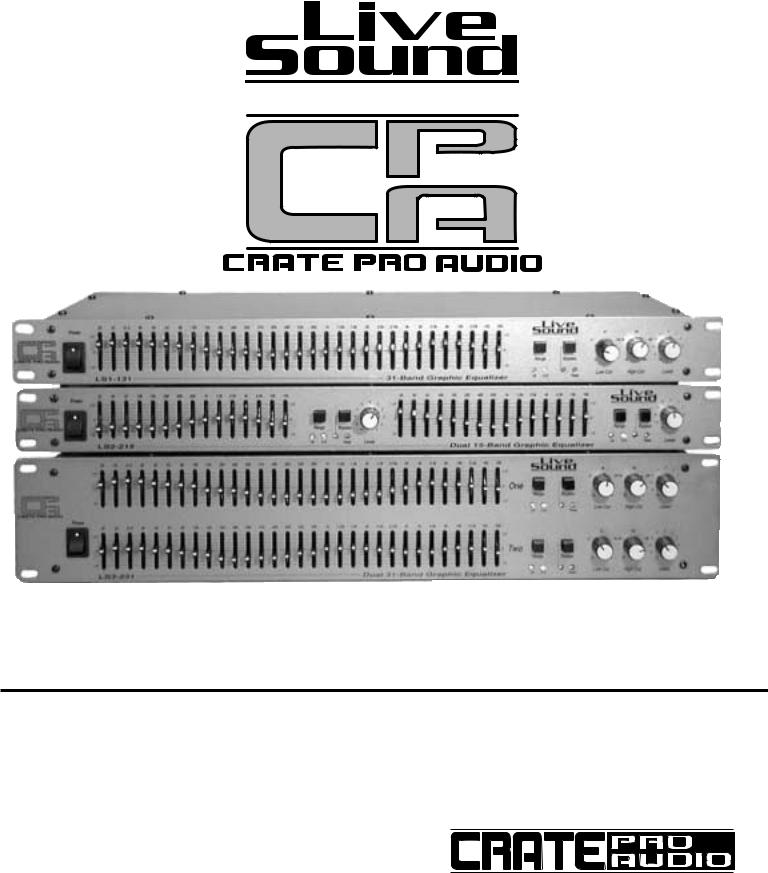 Crate Amplifiers LS2-215, LS1-131, LS3-231 User Manual