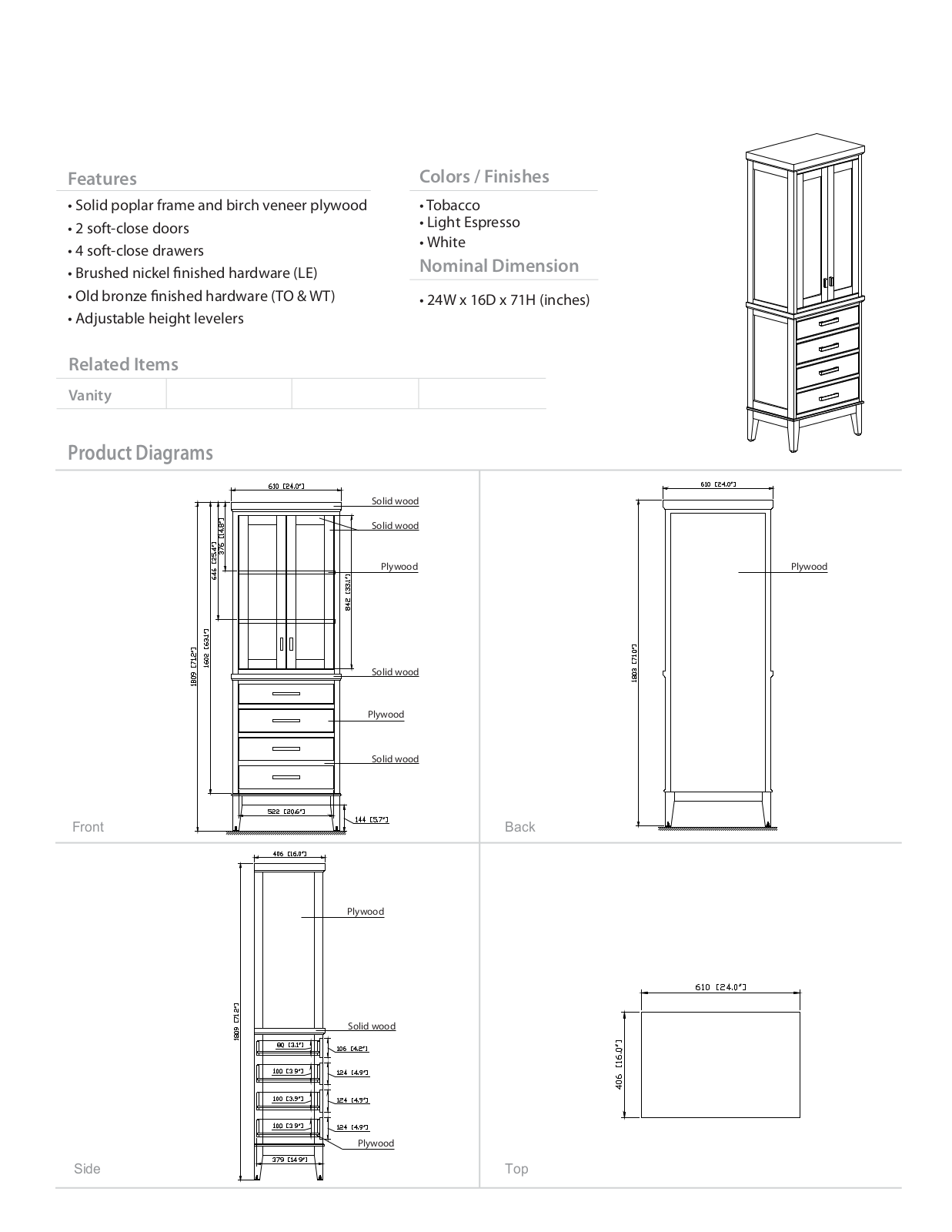 Lark Manor™ W004803486 Specifications - ManualMachine.com