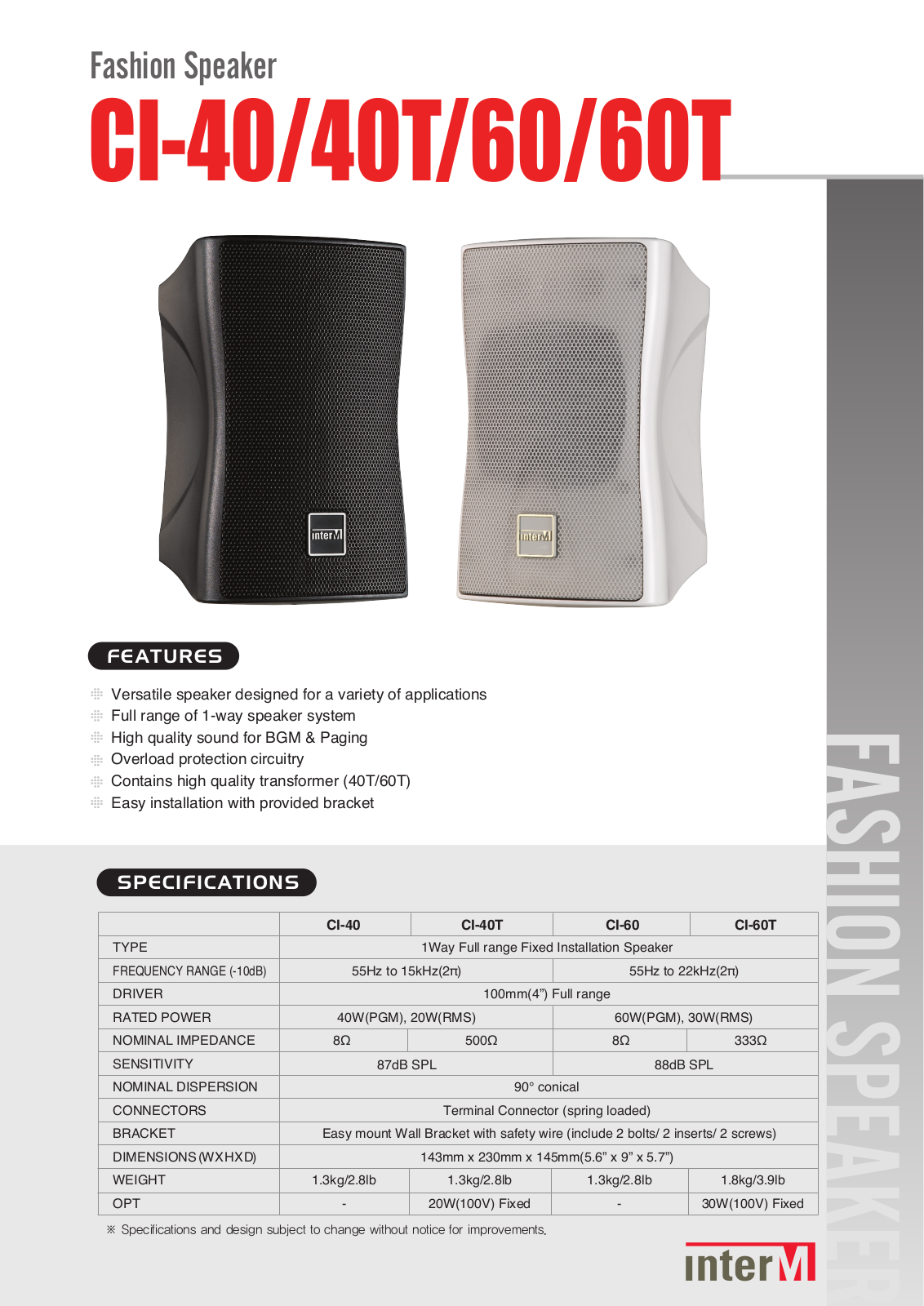 Inter-M CI-60T User Manual