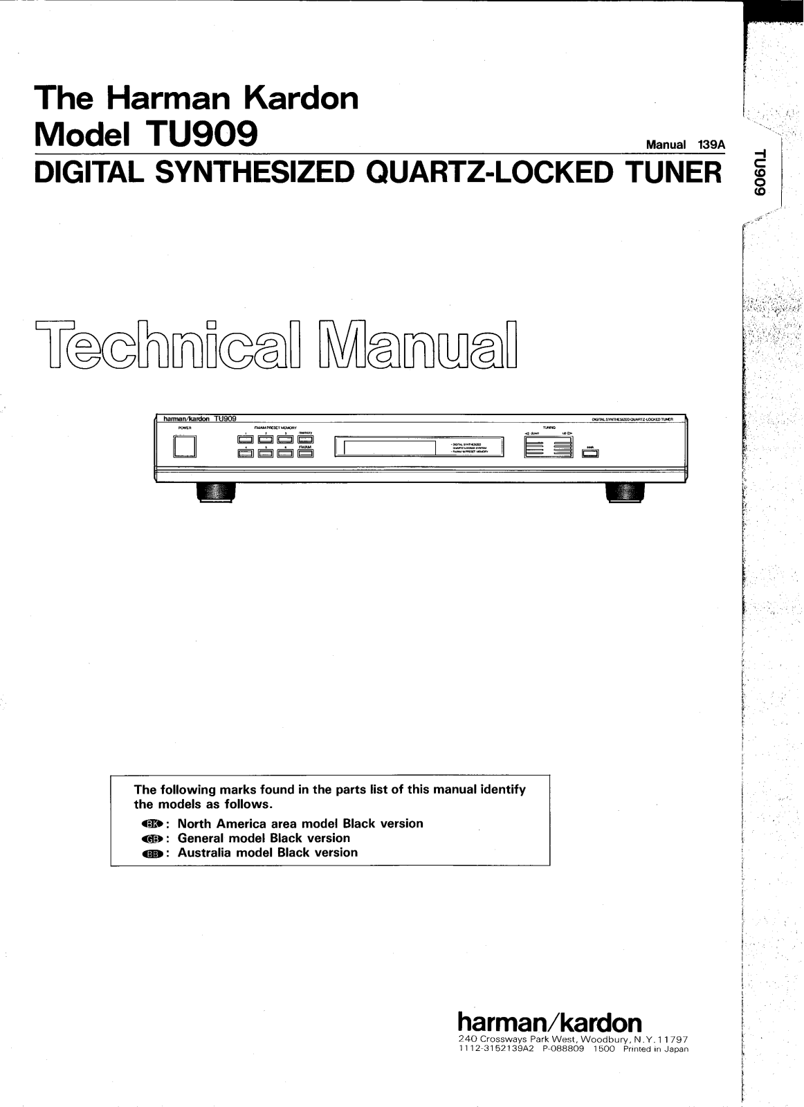 Harman Kardon TU-909 Service manual