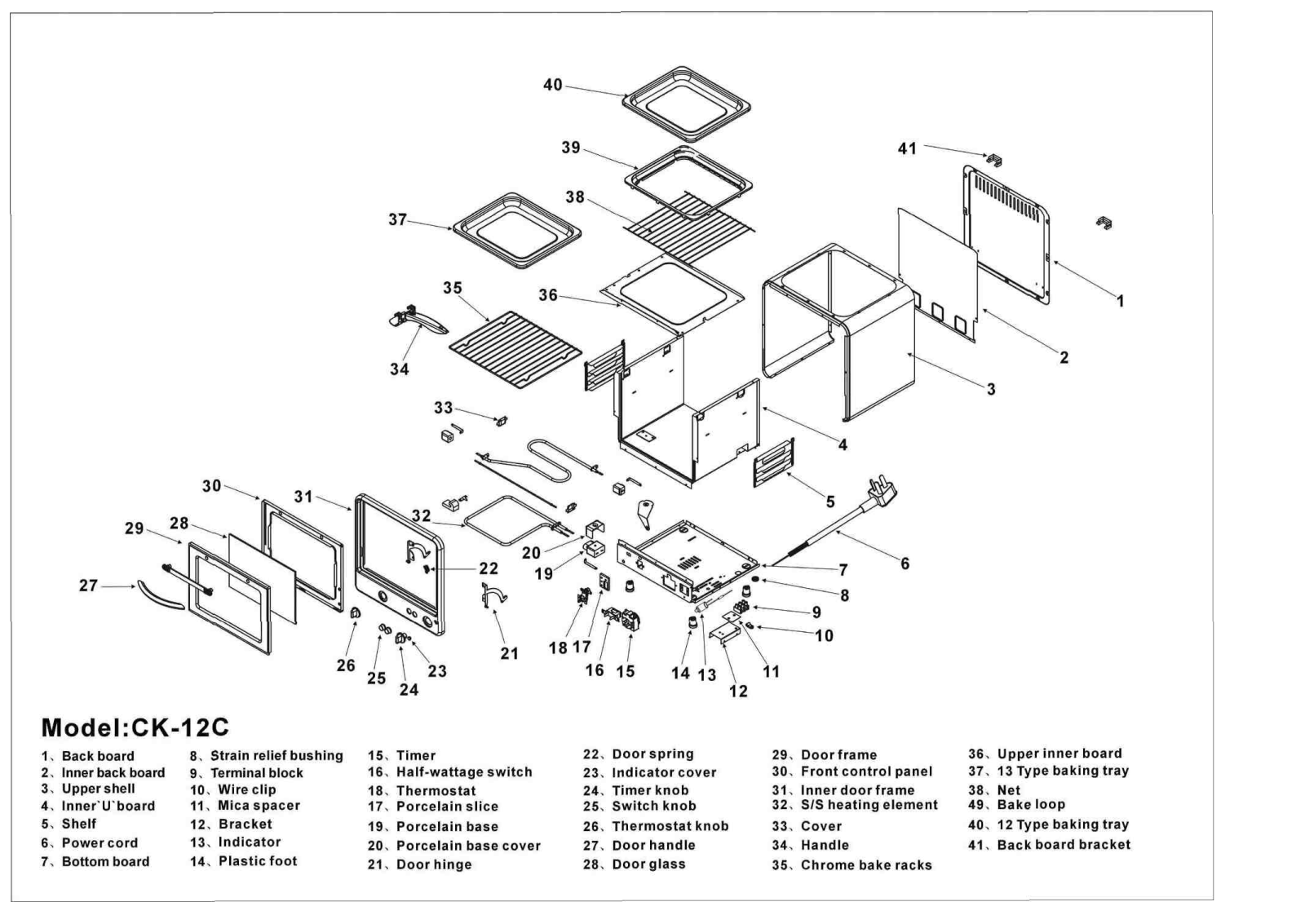 BORK CK-12C Spare Parts List