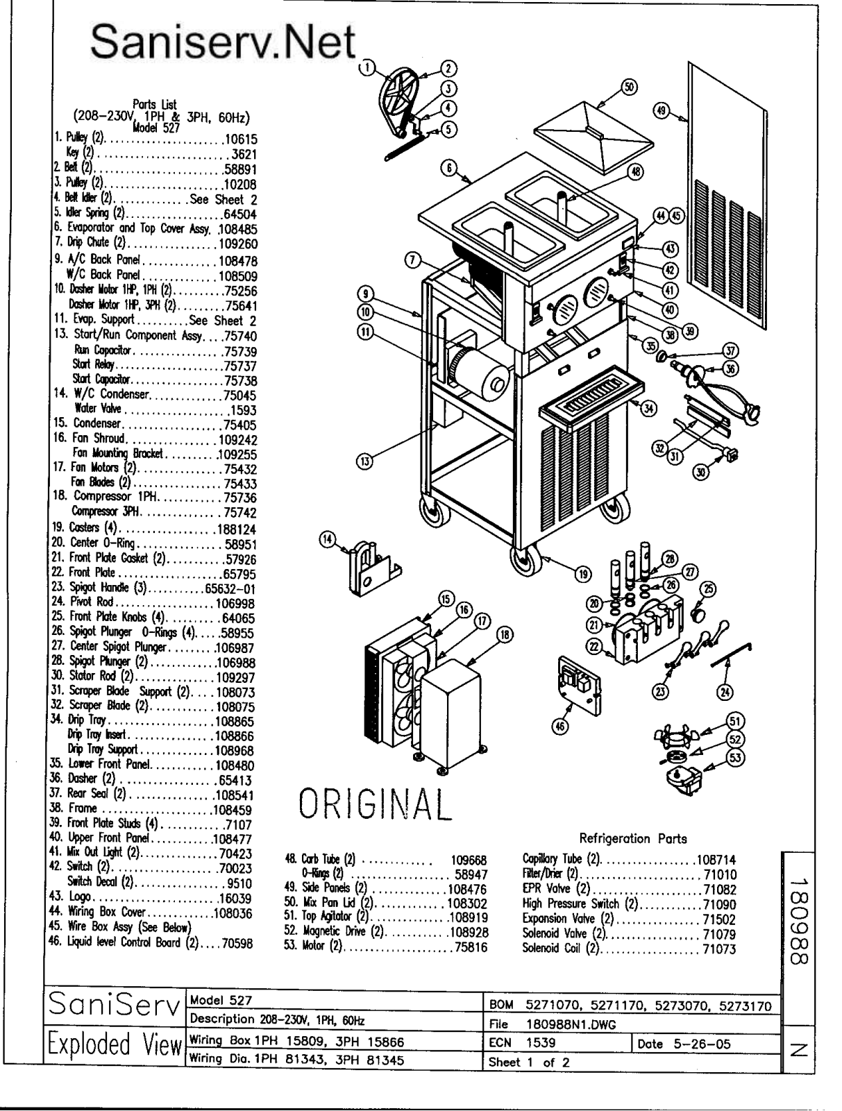 SaniServ 527 Parts Diagram