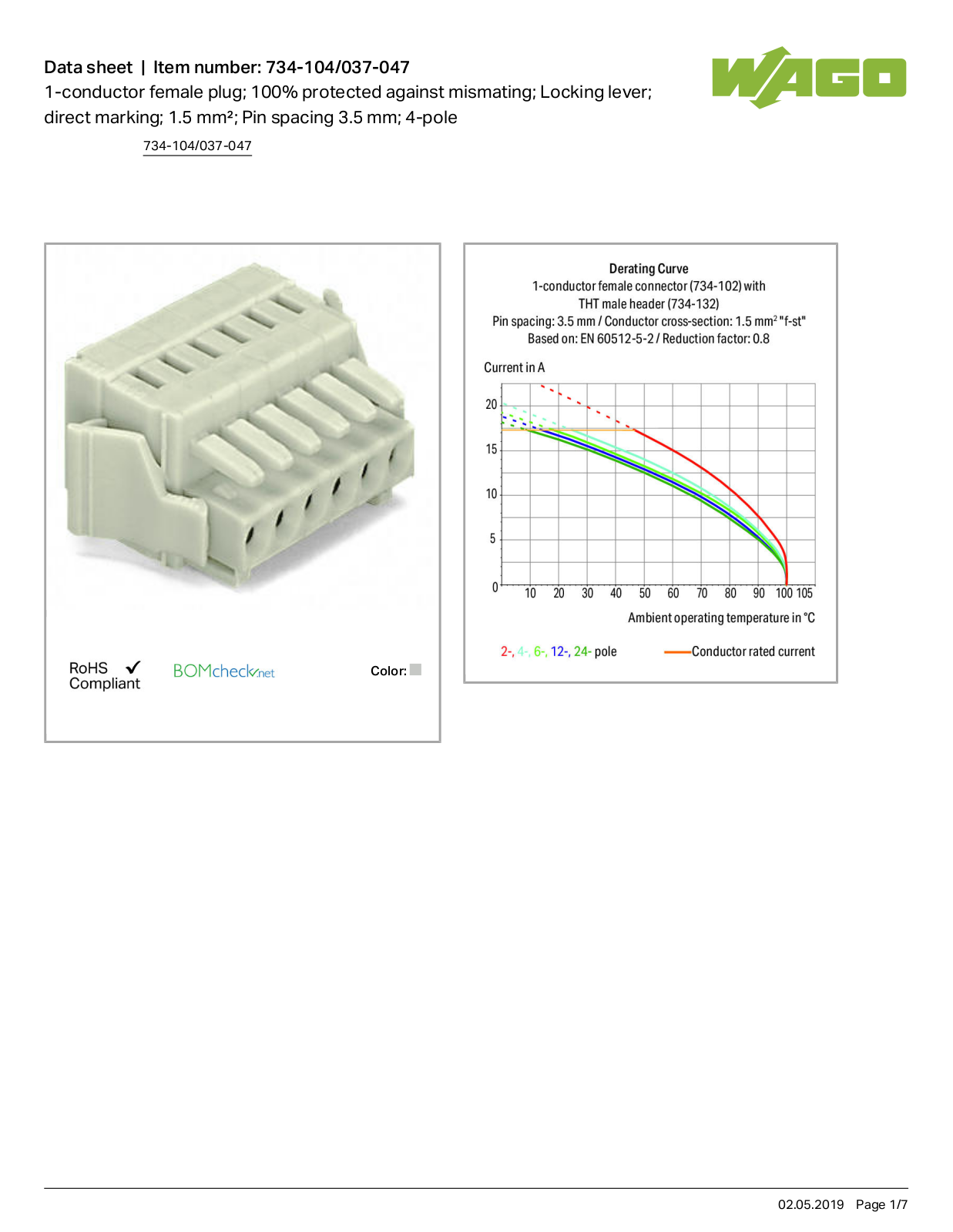 Wago 734-104/037-047 Data Sheet