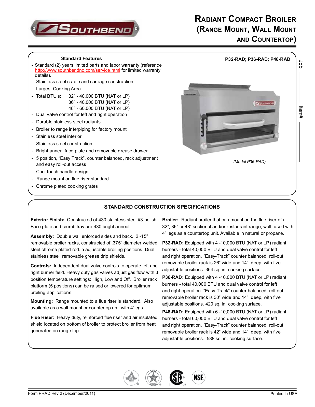 Southbend P32-RAD User Manual