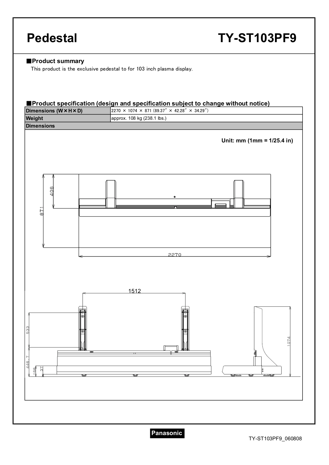 Panasonic TYWK103PF9 User Manual