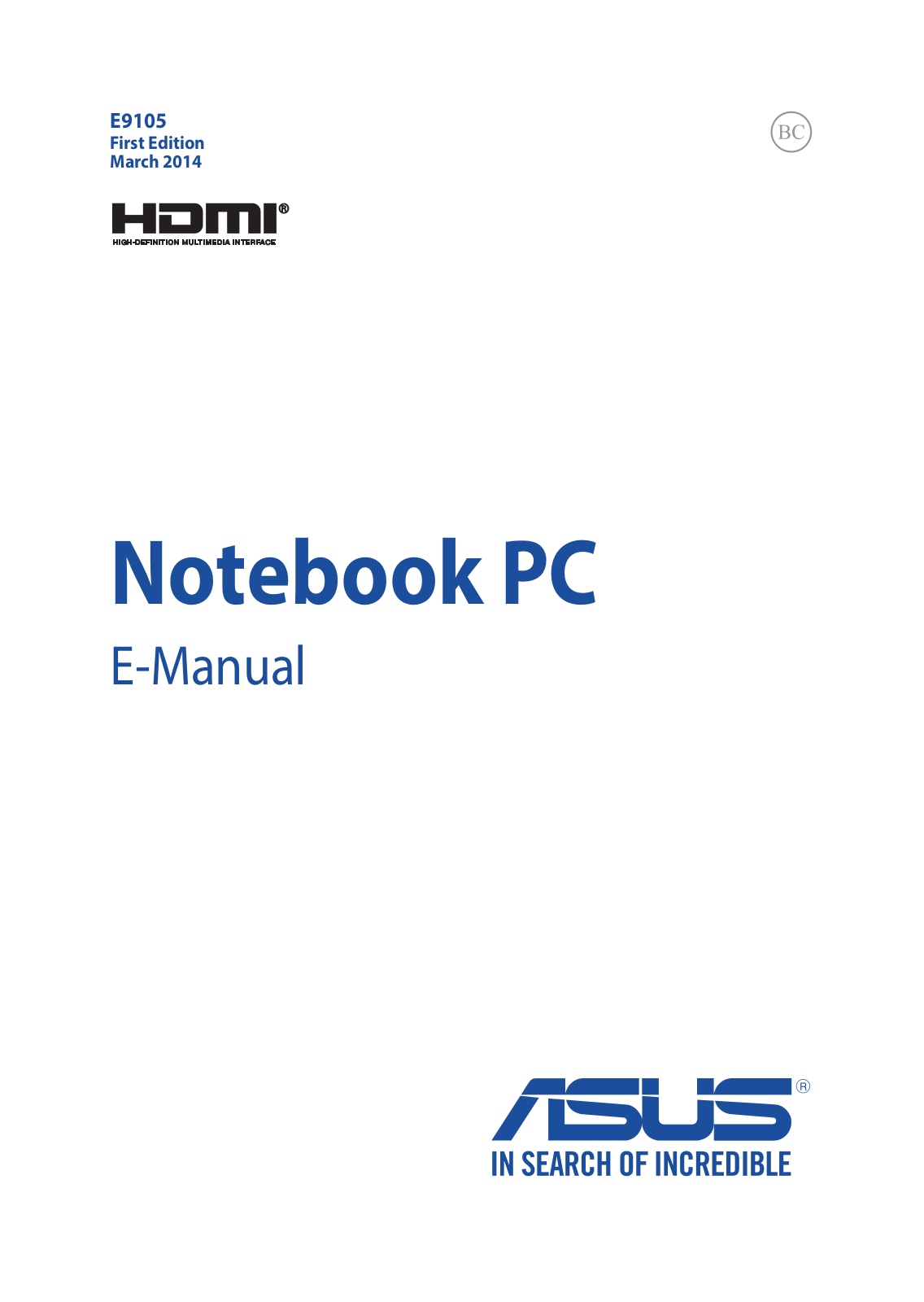 ASUS X555LA, E9105 User Manual