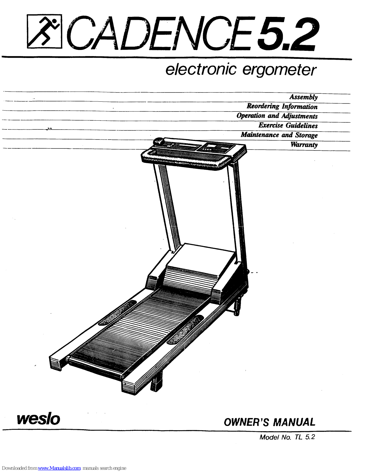 Weslo Cadence 5.2 User Manual