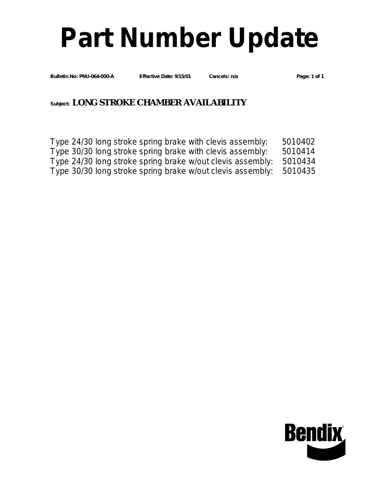 BENDIX PNU-064 User Manual