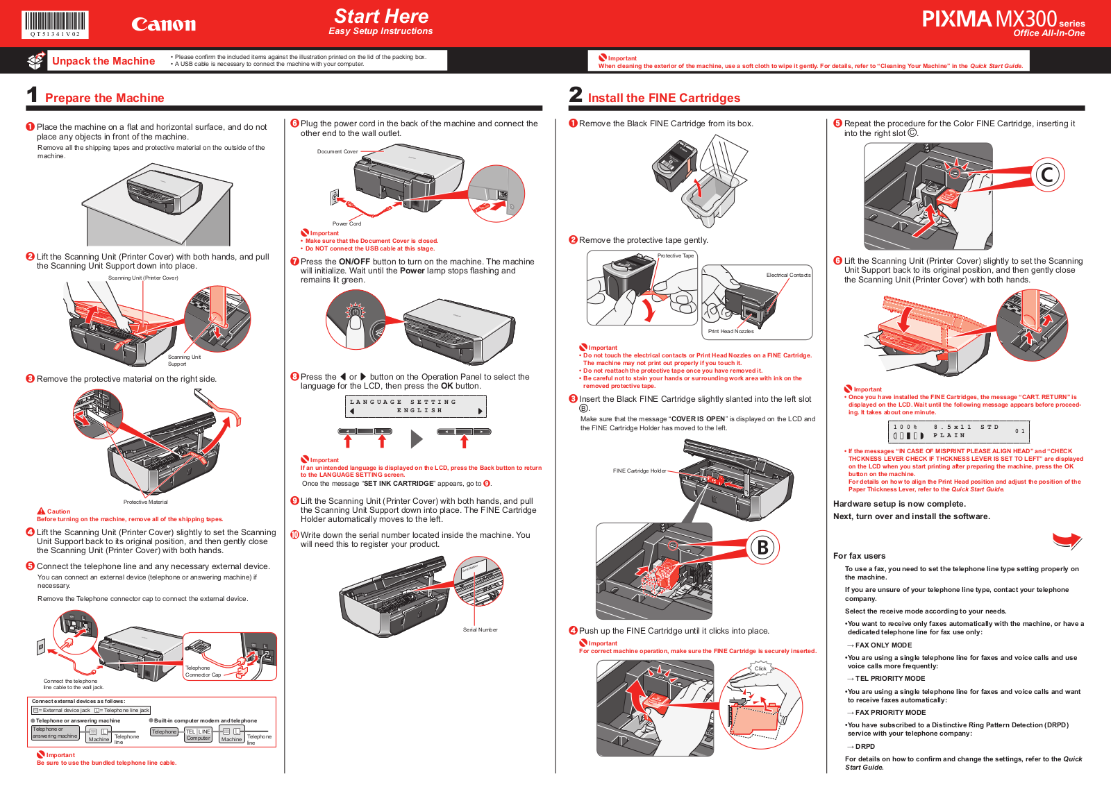 Canon PIXMA MX300 Series Install Manual