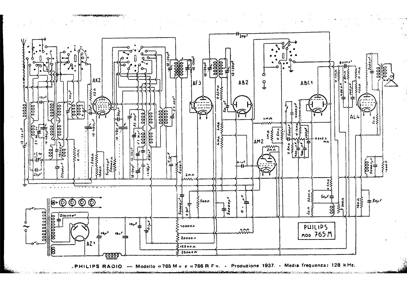 Philips 765m, 766rf schematic