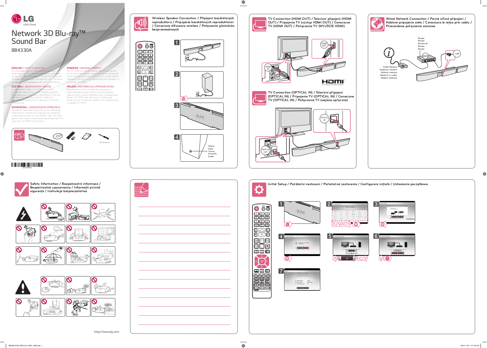 LG BB4330A QUICK OPERATION GUIDE