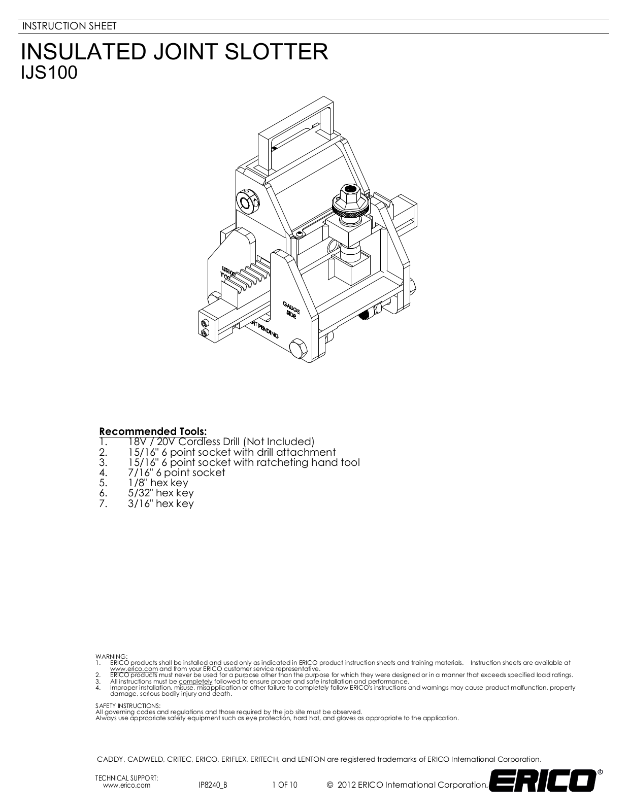 ERICO IJS100 User Manual