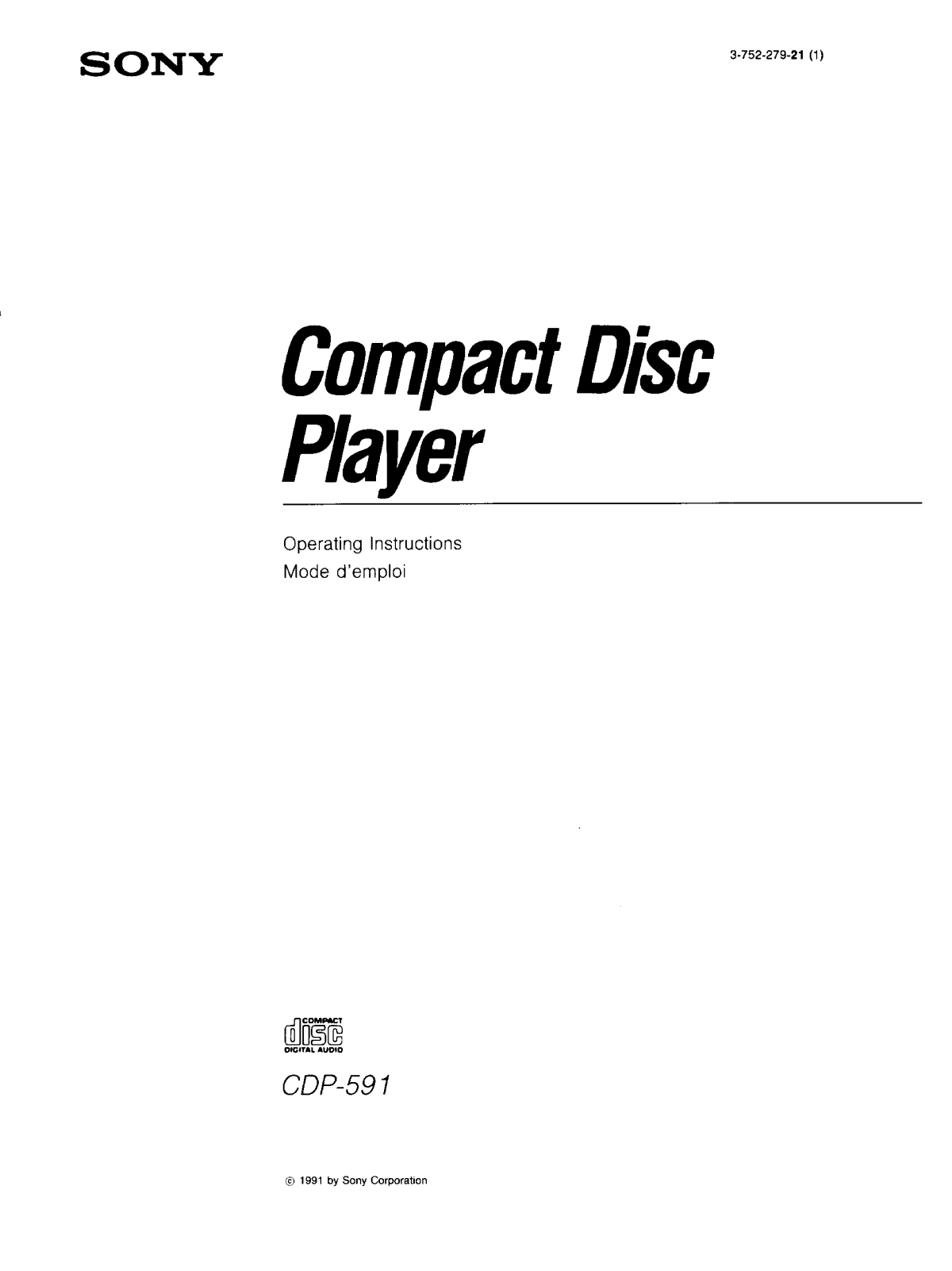 Sony CDP-591 User Manual