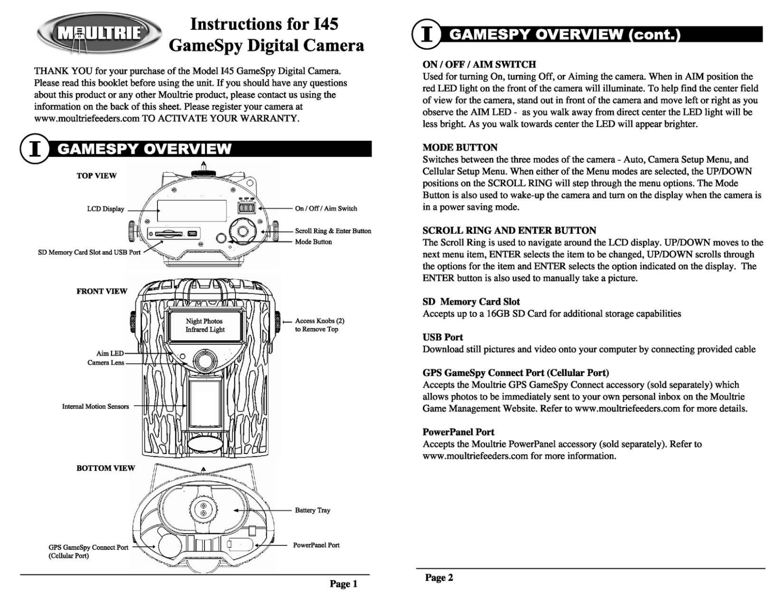 Moultrie I45 User Manual