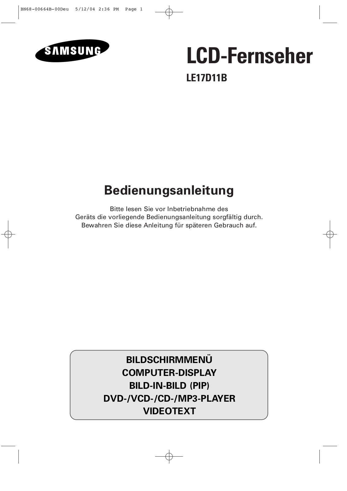 Samsung LE17D11B User Manual