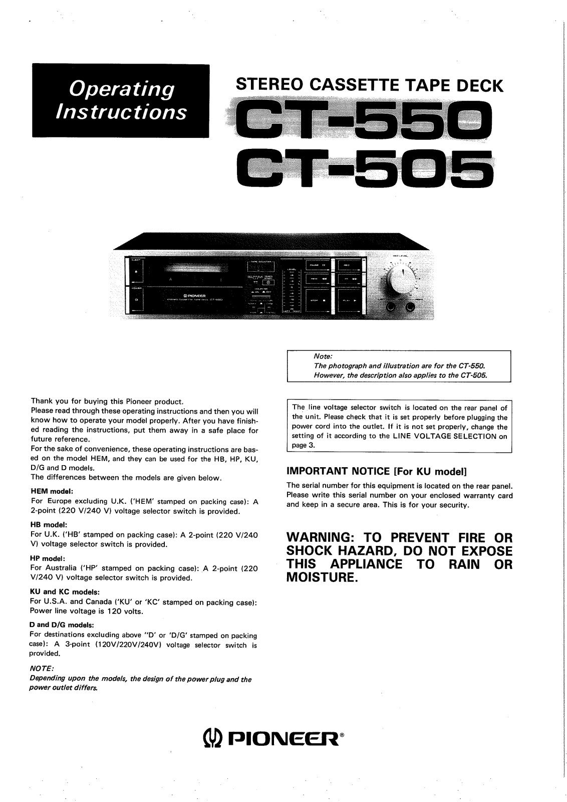 Pioneer CT-550 Owners manual