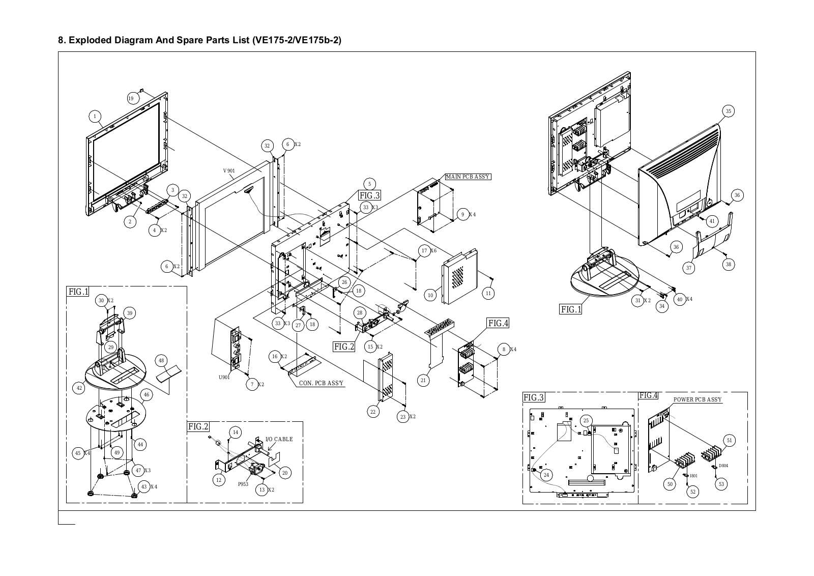 ViewSonic VE175-2, VE175b-2 Exploded view