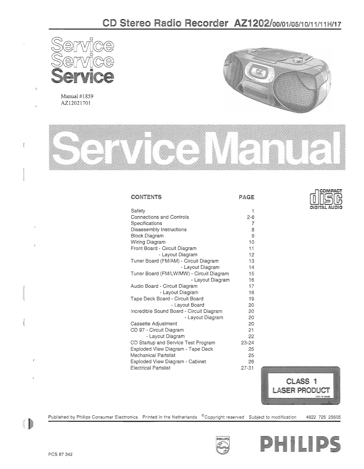 Philips AZ-1202 Service Manual