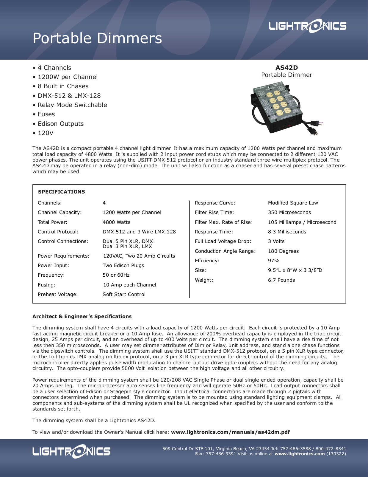 Lightronics AS42D-ST User Manual