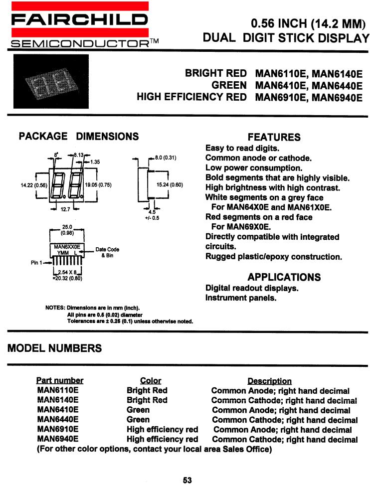 Fairchild Semiconductor MAN6410E, MAN6440E, MAN6140E, MAN6110E, MAN6910E Datasheet