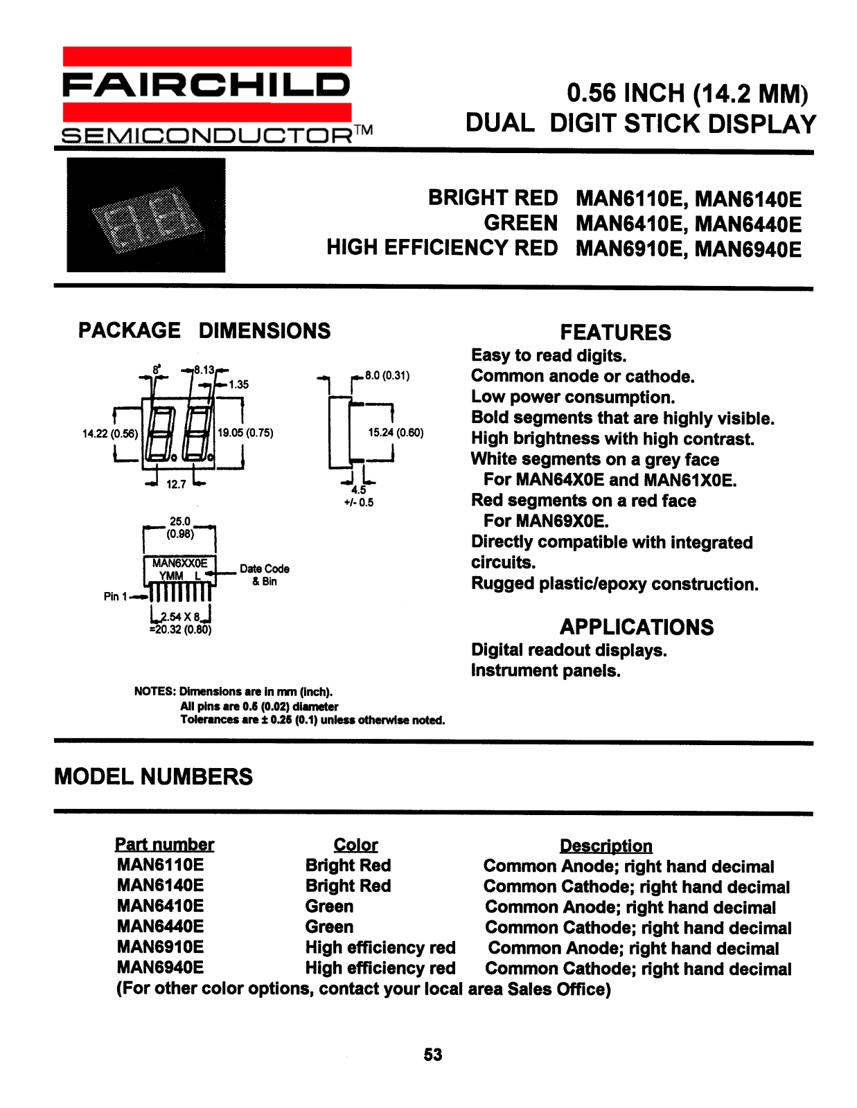 Fairchild Semiconductor MAN6410E, MAN6440E, MAN6140E, MAN6110E, MAN6910E Datasheet