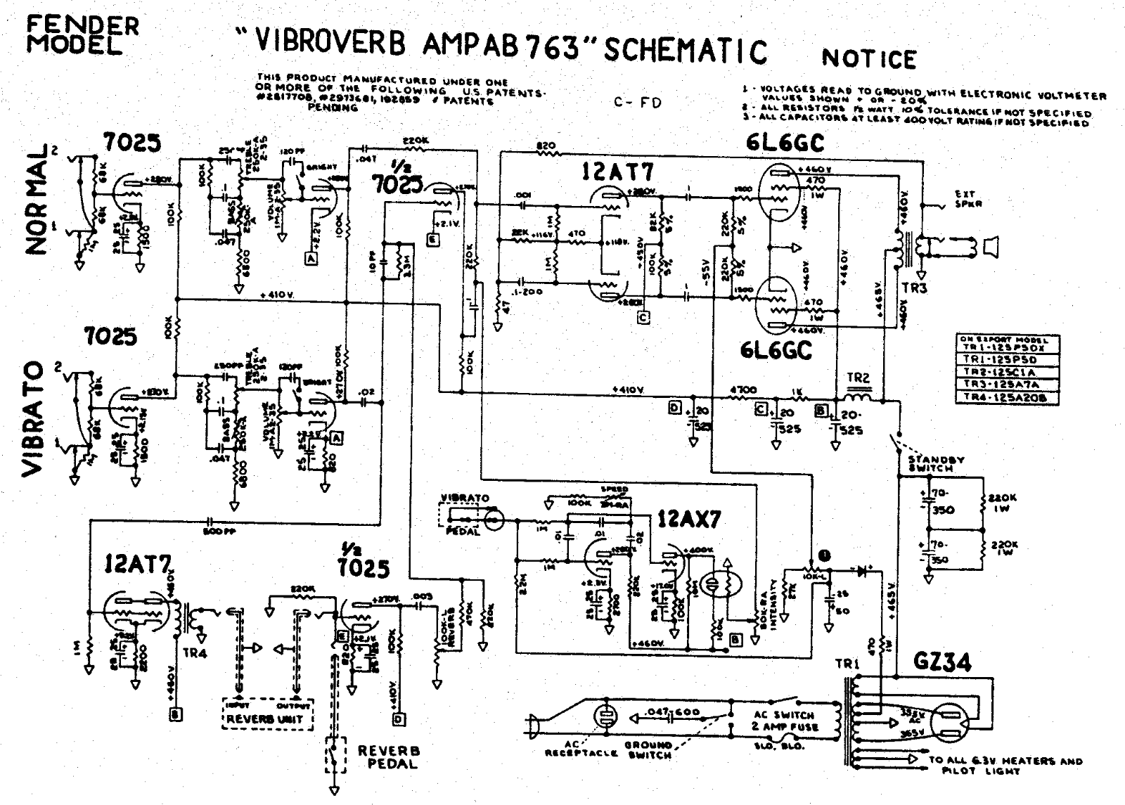 Fender Vibroverb-AB763 Schematic