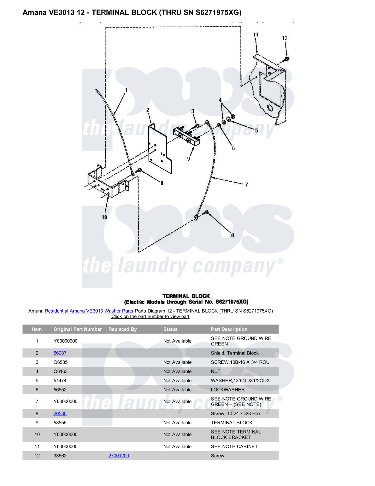 Amana VE3013 Parts Diagram