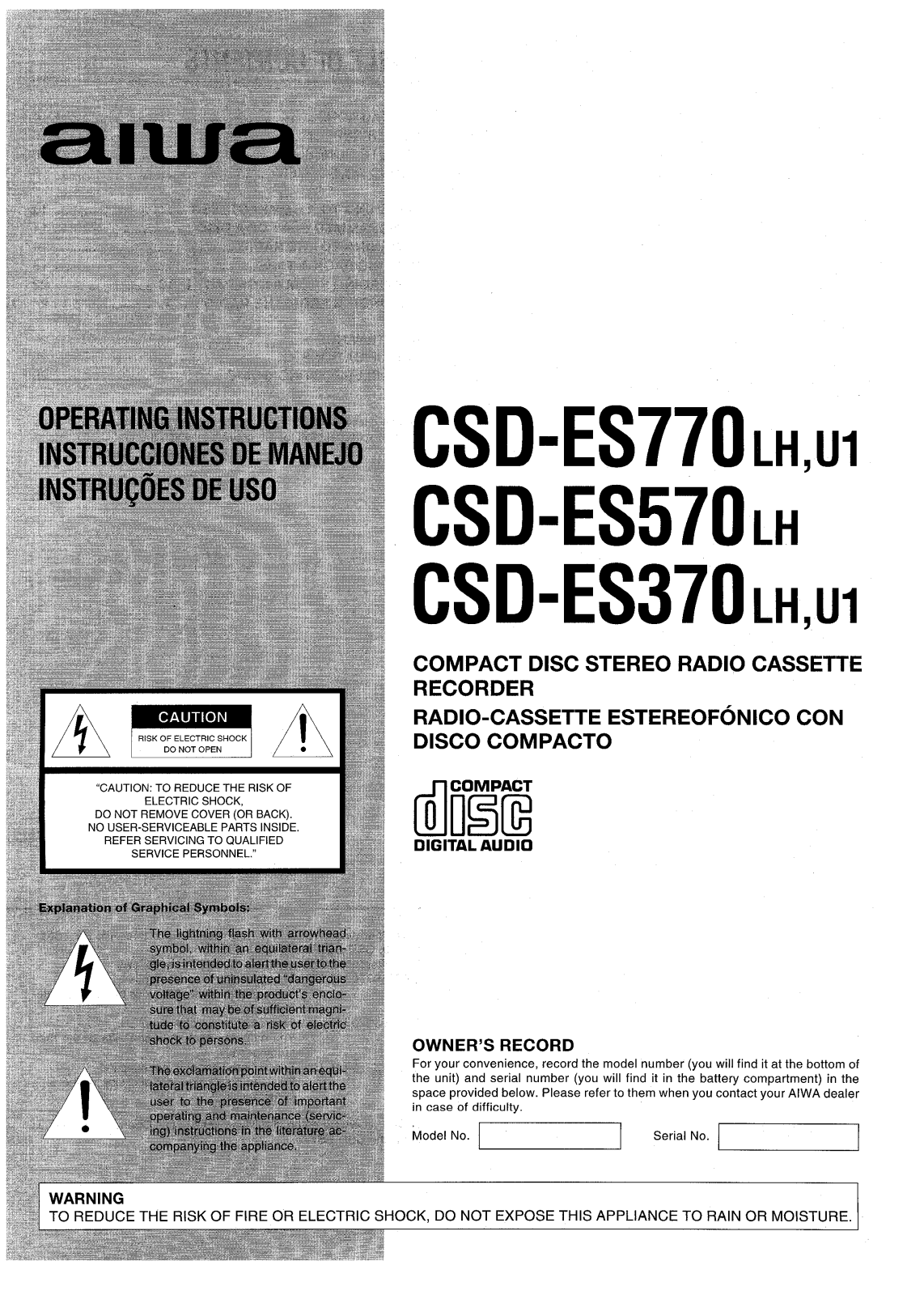 Sony CSD-ES370LH, CSD-ES370u1, CSD-ES570LH, CSD-ES770LH, CSD-ES770U1 Operating Manual